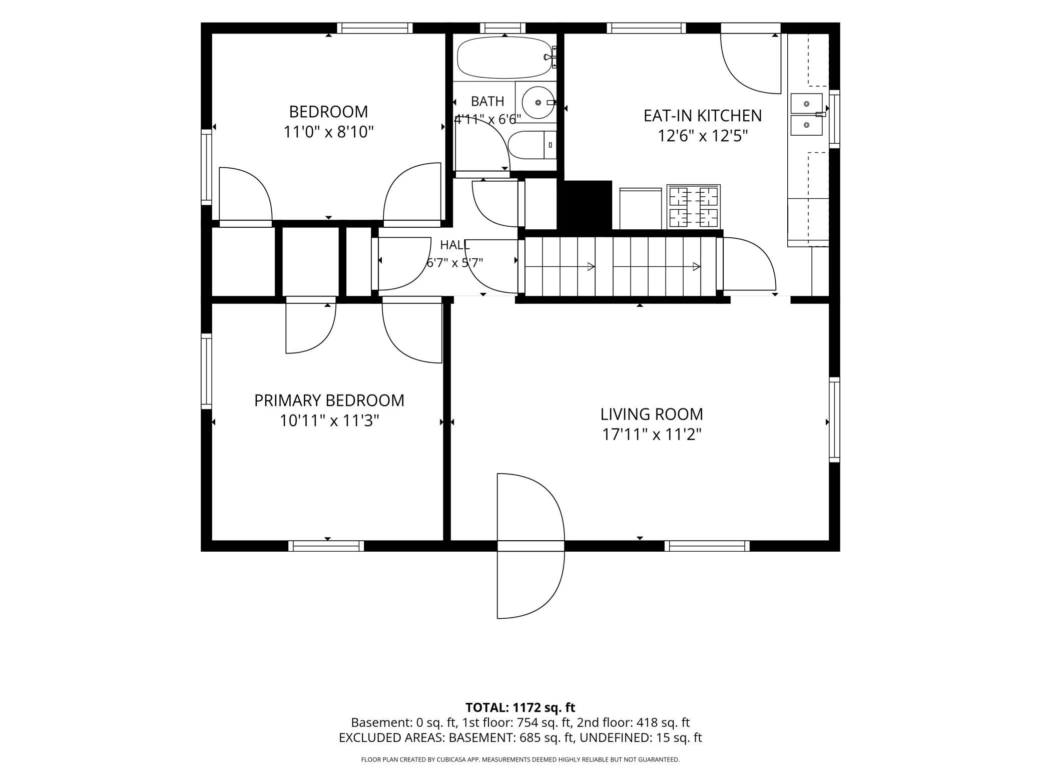 Main Floor (Floor Plan). Two nice sized bedrooms, large living room, sun filled kitchen and main floor full bath