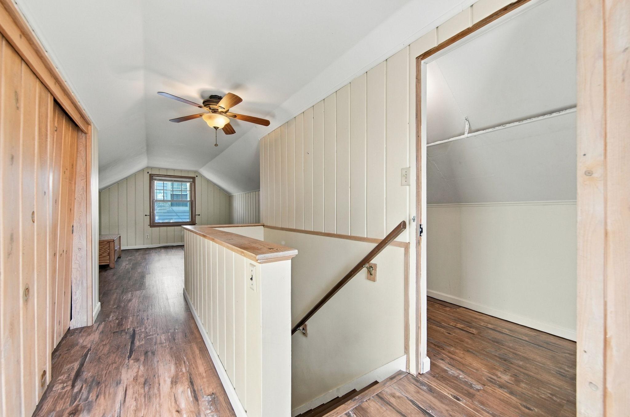 Upstairs, a thoughtfully updated retreat features attractive, low-maintenance flooring, a smooth ceiling, and abundant storage. Large 10 x 4 closet as well.