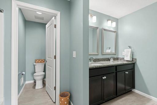 Upper Level Full Bathroom. Double Vanity and Water Closet
