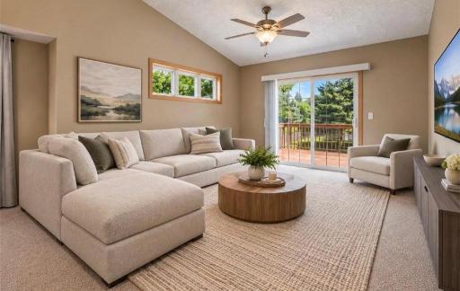 Same room virtually staged to show you a modern furniture look!