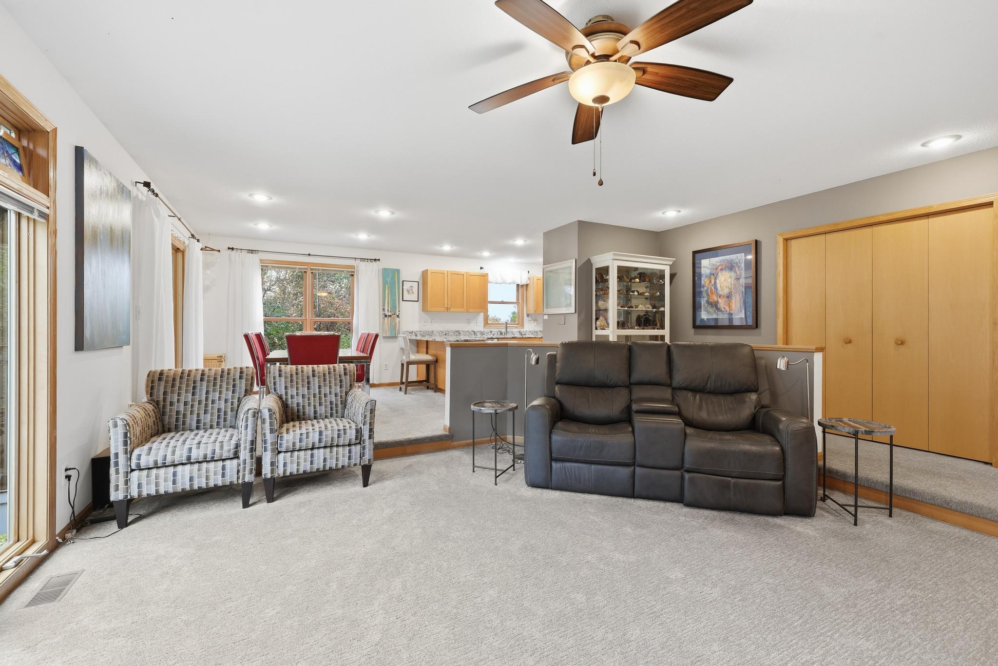 View into the dining and kitchen areas