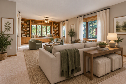 Virtually Enhanced to show different Furniture Styles and Placement