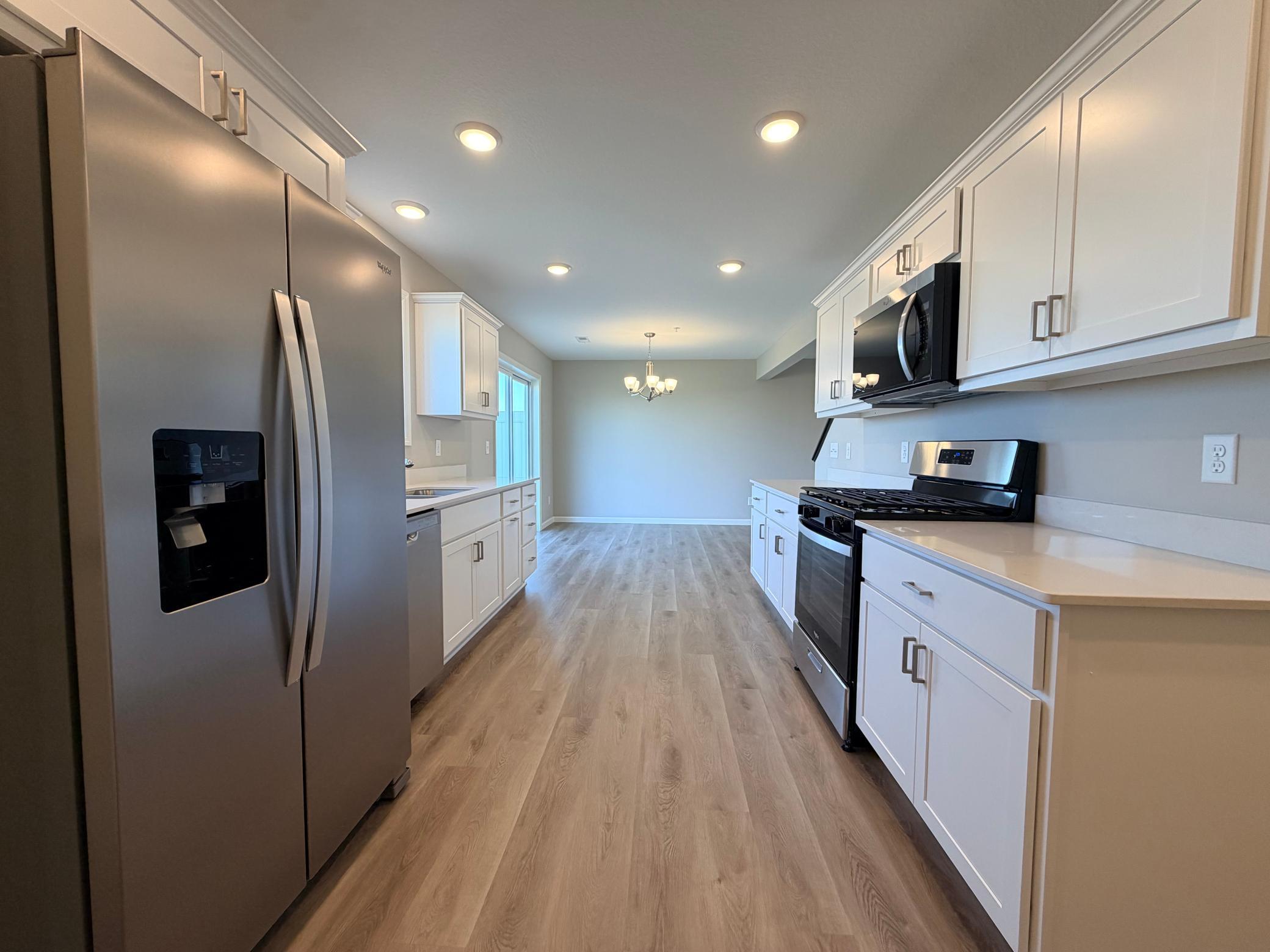 Upgraded stainless steel appliances.