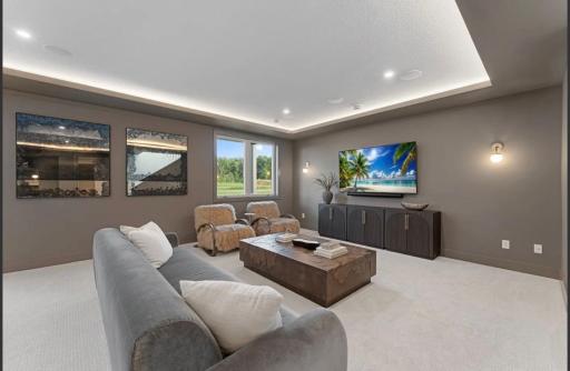 Lower level recreation room-not actual home, photos of model with same layout
