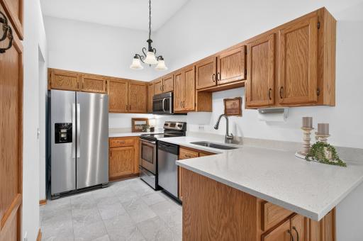 Quartz countertops and stainless steel appliances