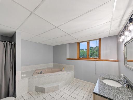 Basement also features a spacious bathroom with a jet tub and shower!