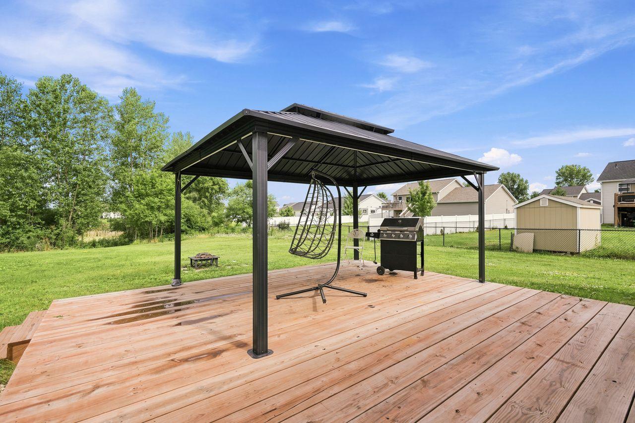 Private outdoor living area with gazebo