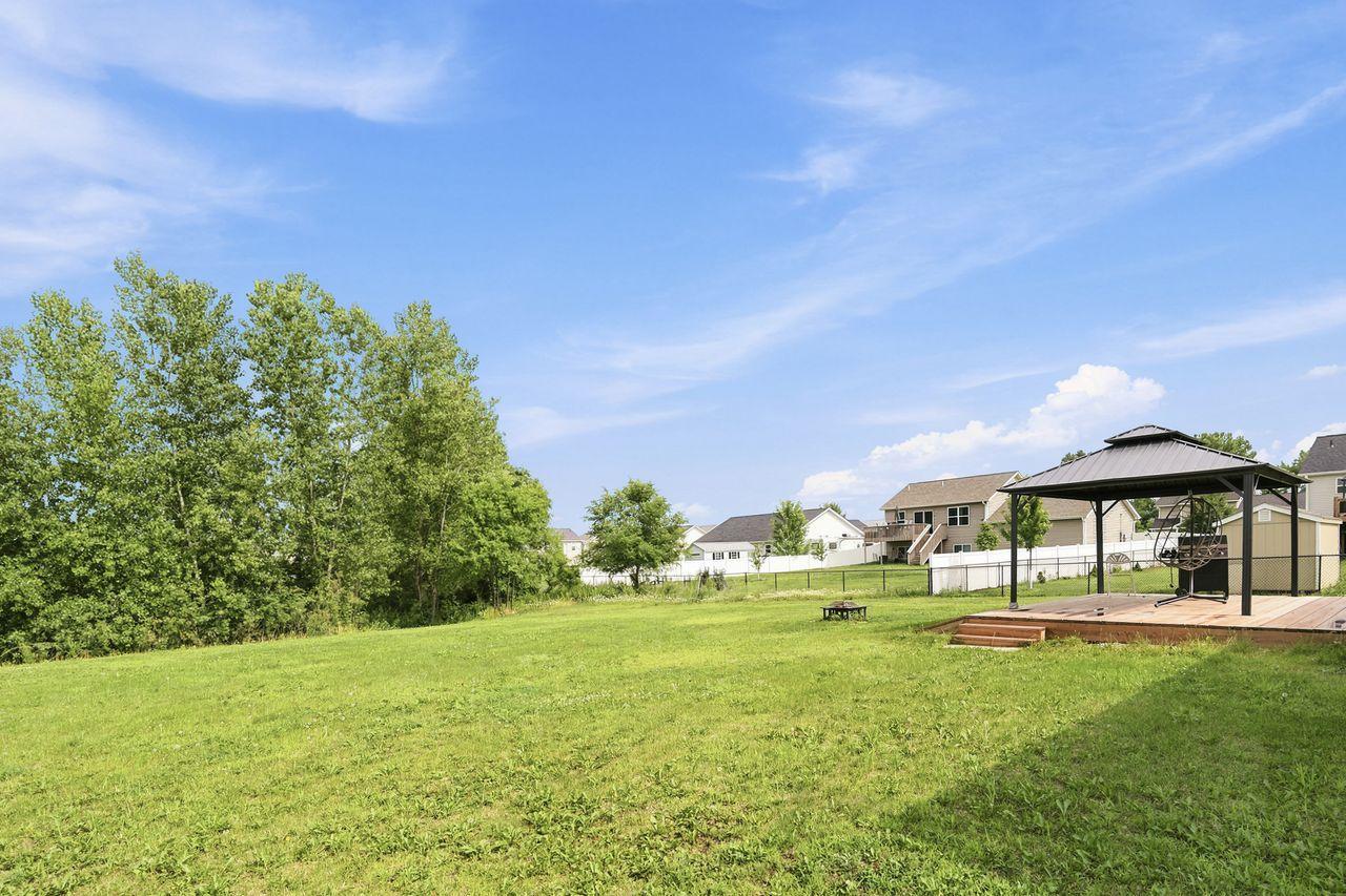 Private backyard area to pond