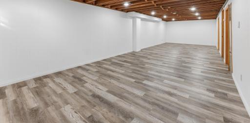 Lower Level Family Room, Fresh Paint and New LVP. Great area for play room, exercise room, game room or office space.