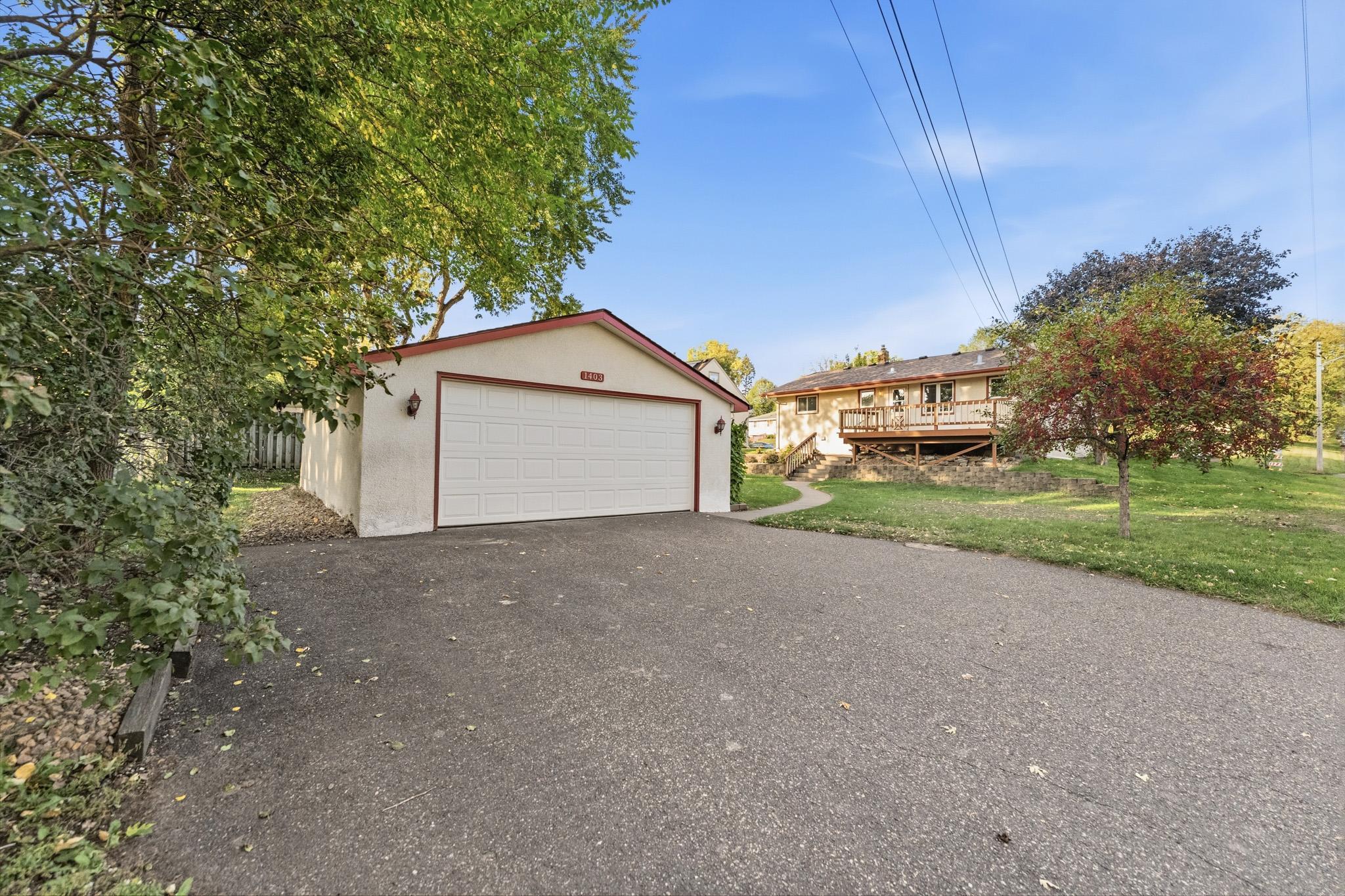 Large 2 car garage with ample parking.