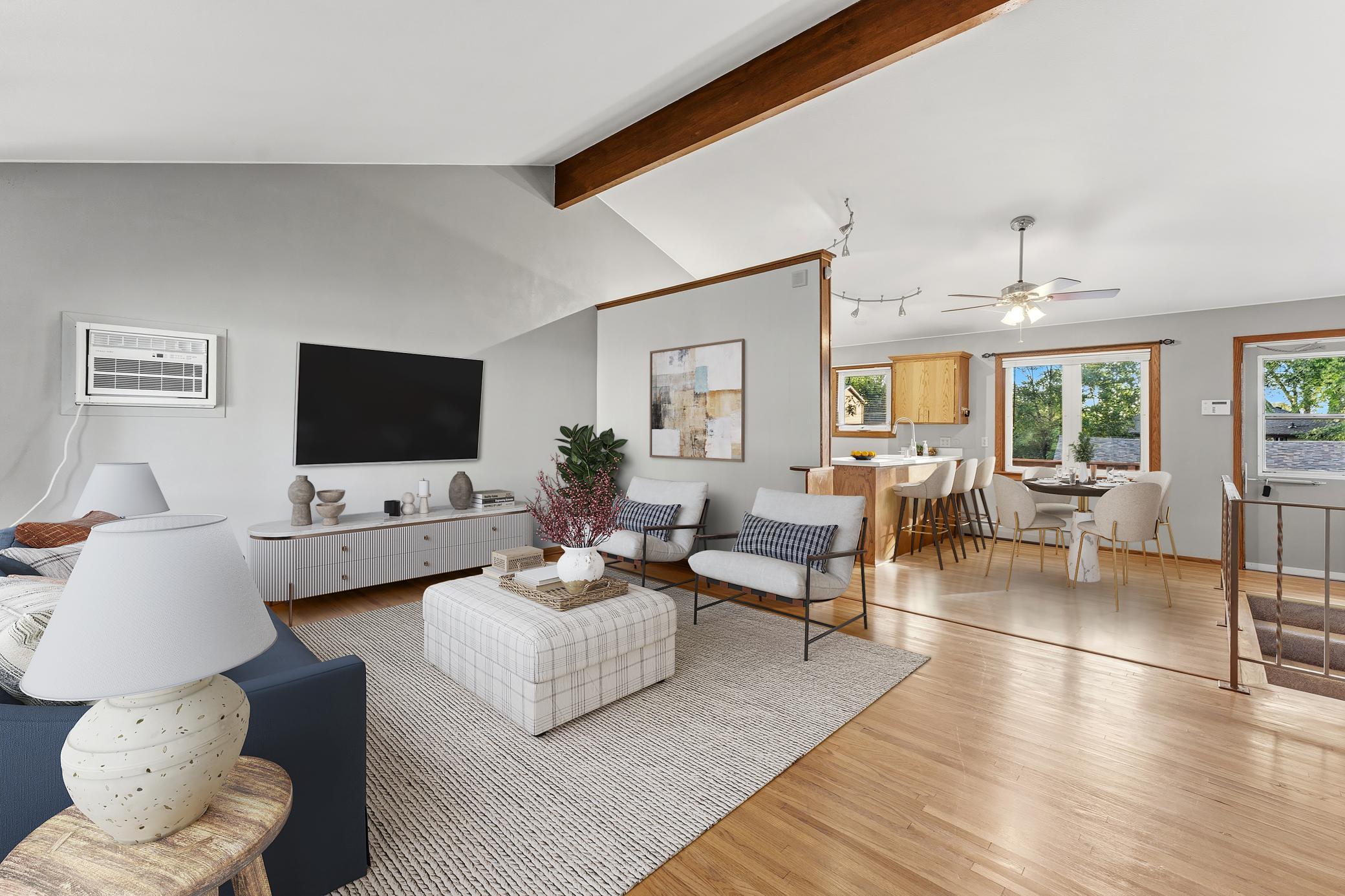 Virtual Staged Living Area & Kitchen