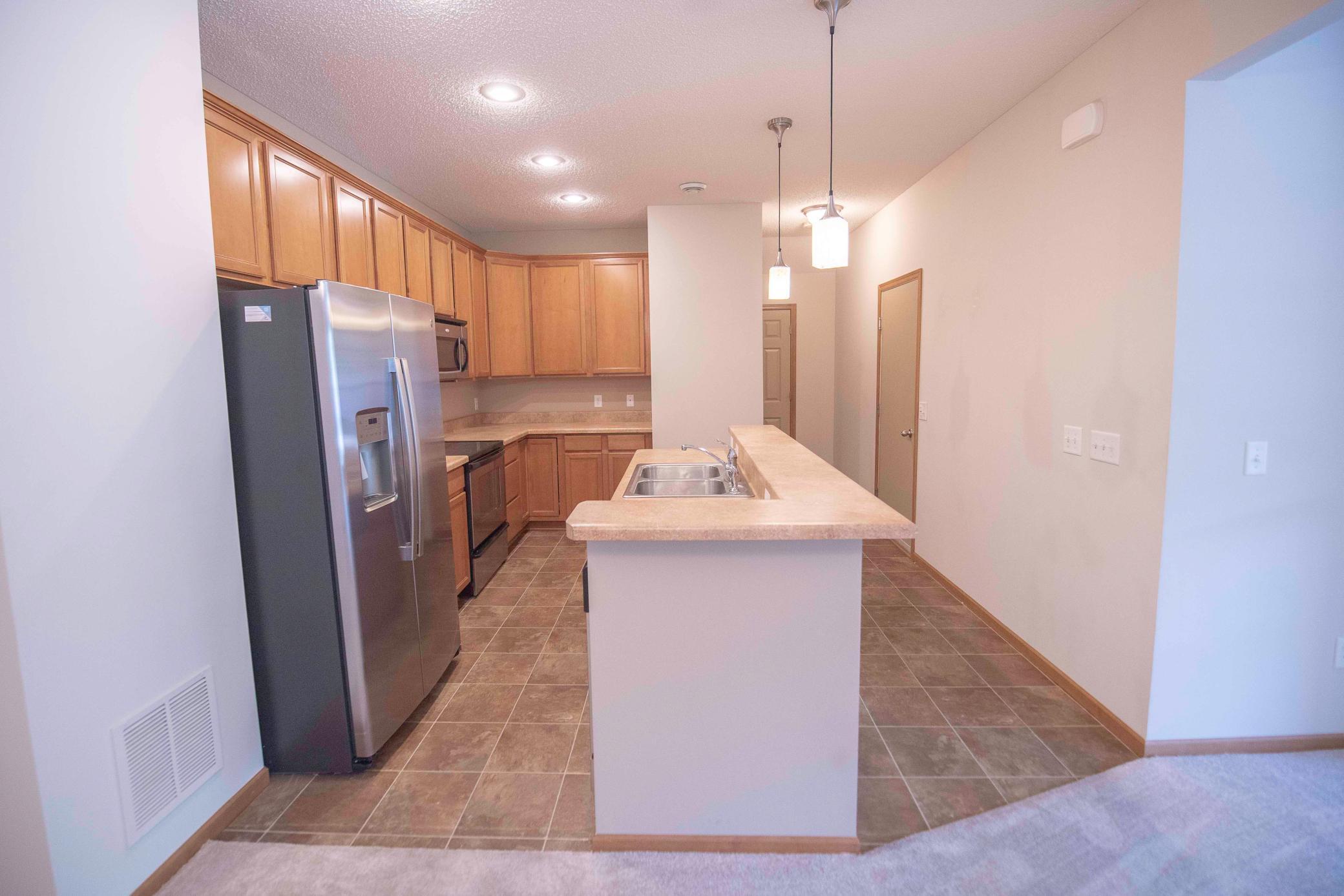 Large roomy kitchen with island