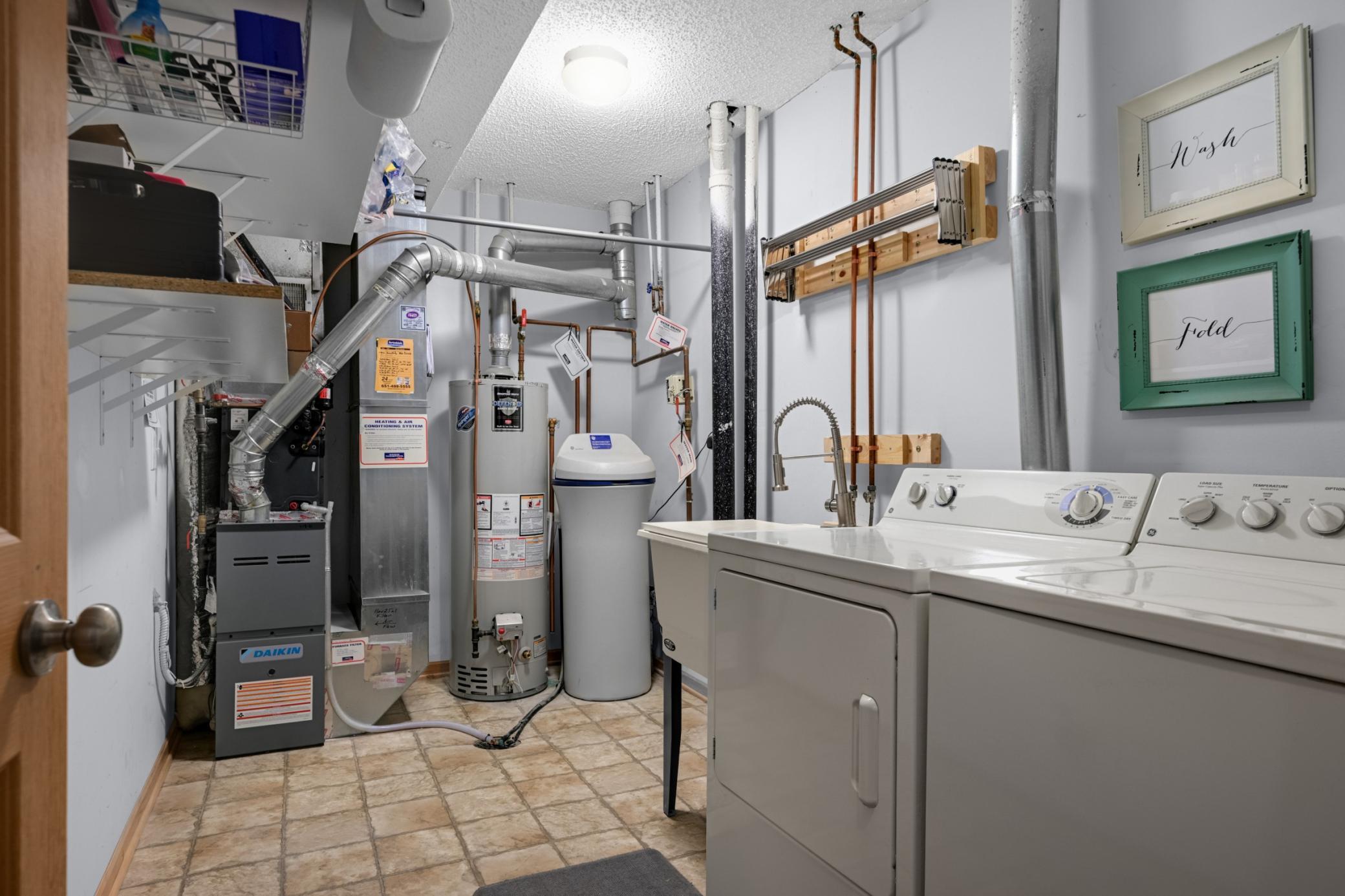 Lower level laundry and utility room