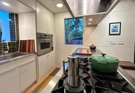 Endless kitchen details from counters to cabinets to appliances.