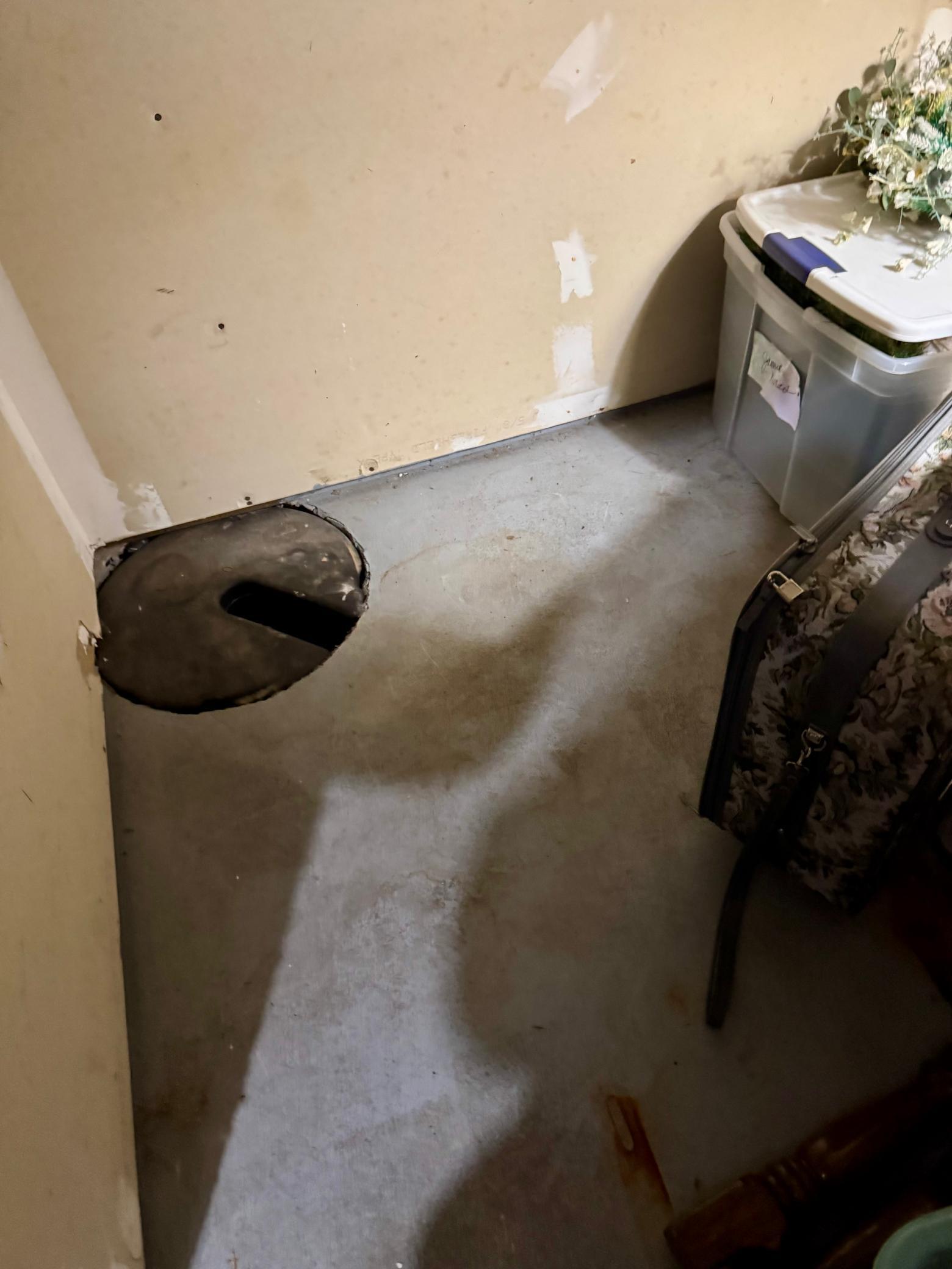 Sump tank under stairs