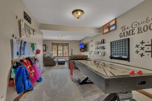 Space to play in the lower level game room/flex space.