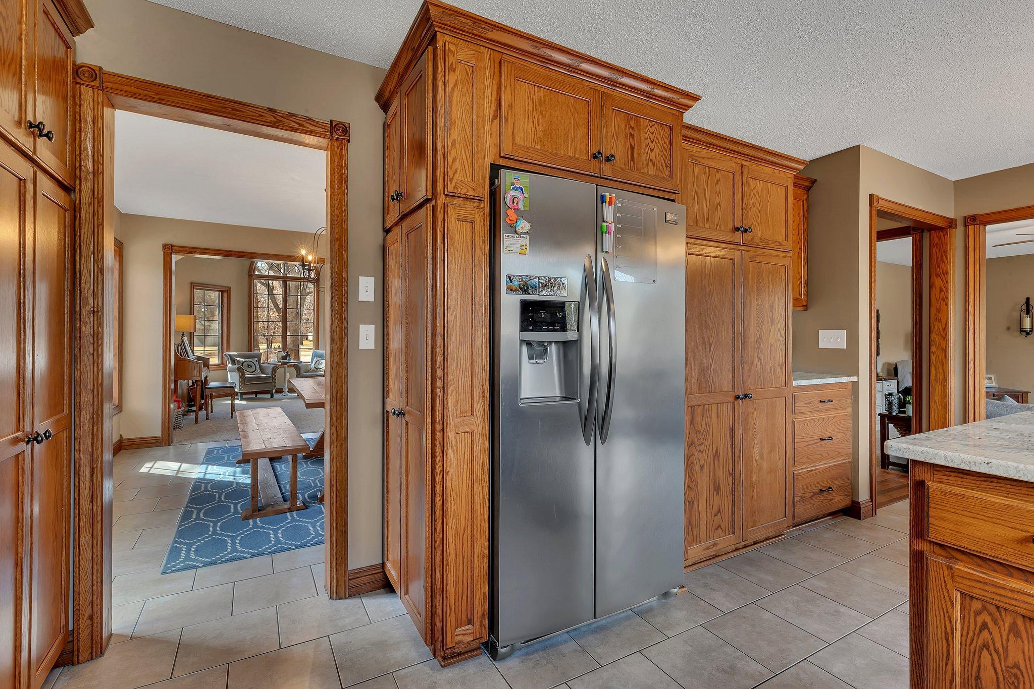 Updated stainless steel appliances throughout the kitchen.