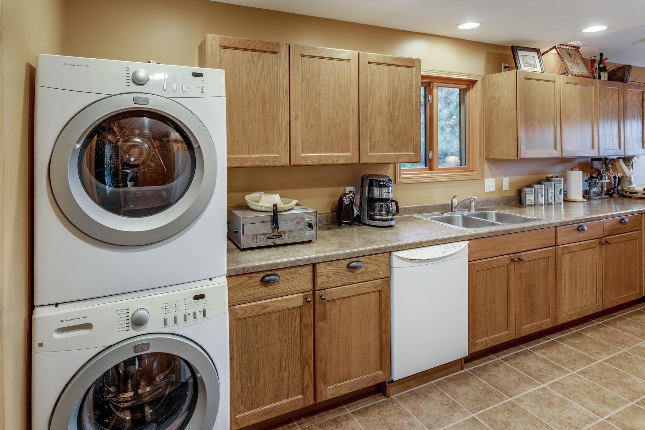 Laundry on main floor in kitchen corner