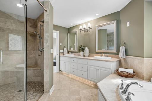 Begin your day in the oversized tiled shower
