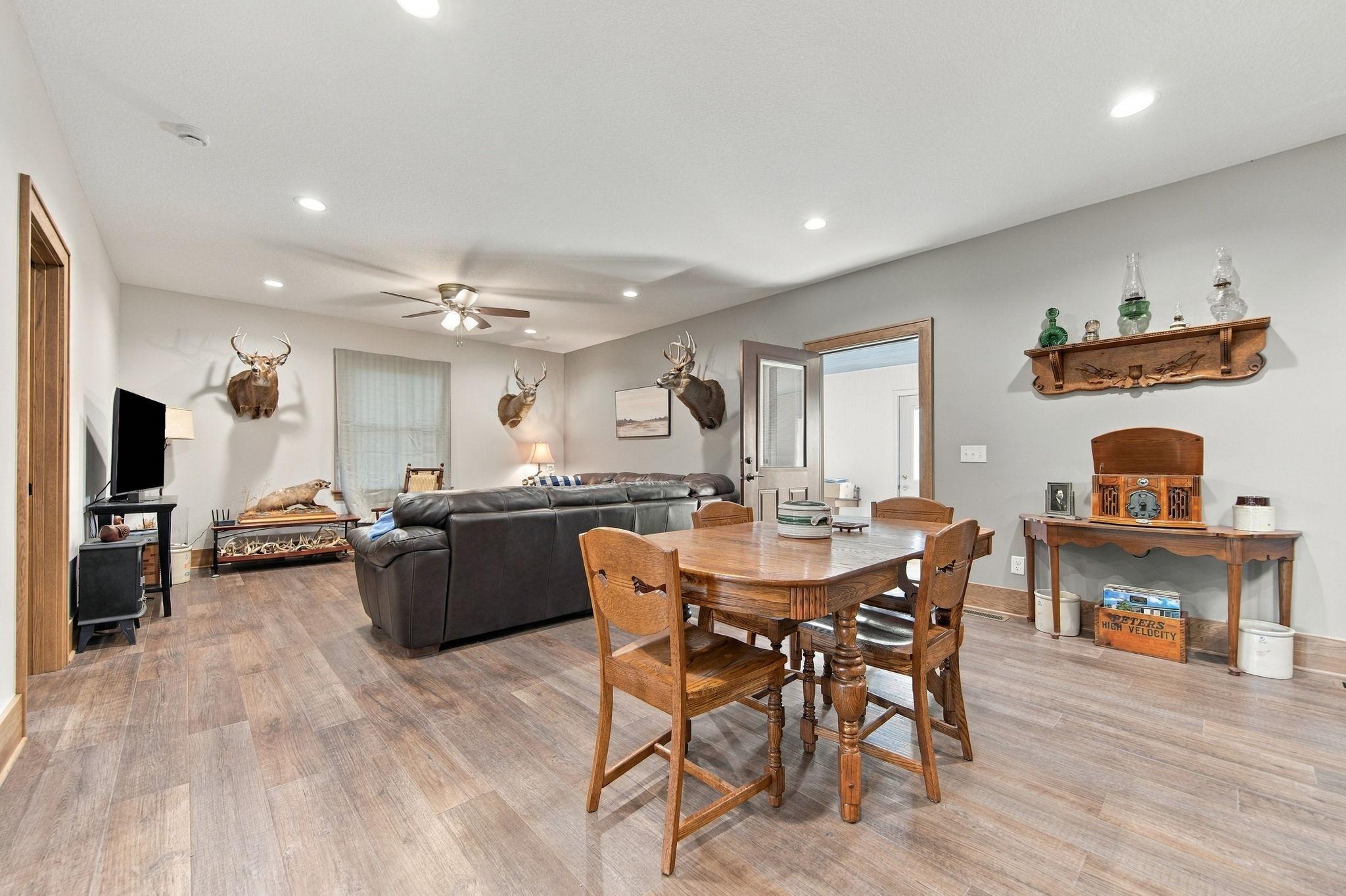 Dining room is connected to the living room. Also has access to the enclosed breezeway.