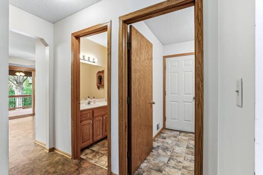 Main level includes half bath and dedicated laundry room.