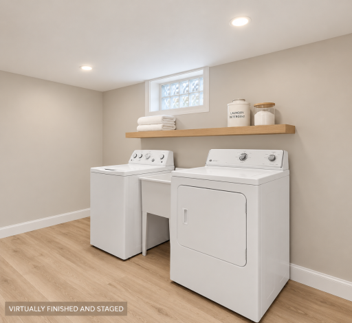 THIS LAUNDRY ROOM HAS BEEN VIRTUALLY FINISHED AND STAGED
