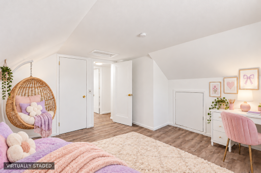 UPPER LEVEL BEDROOM IS VIRTUALLY STAGED AND READY FOR THE NEW HOME OWNERS IDEAS