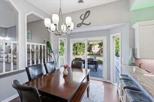 Enjoy easy access to the deck for a seamless transition between indoor and outdoor dining.