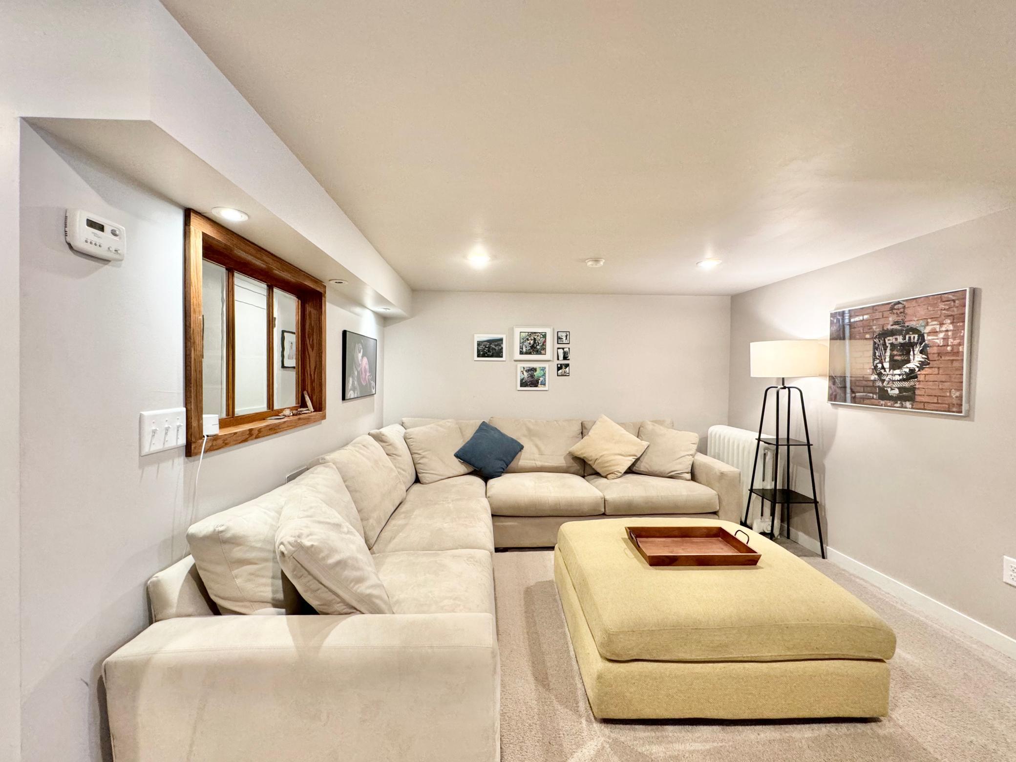 Lower level entertainment room.