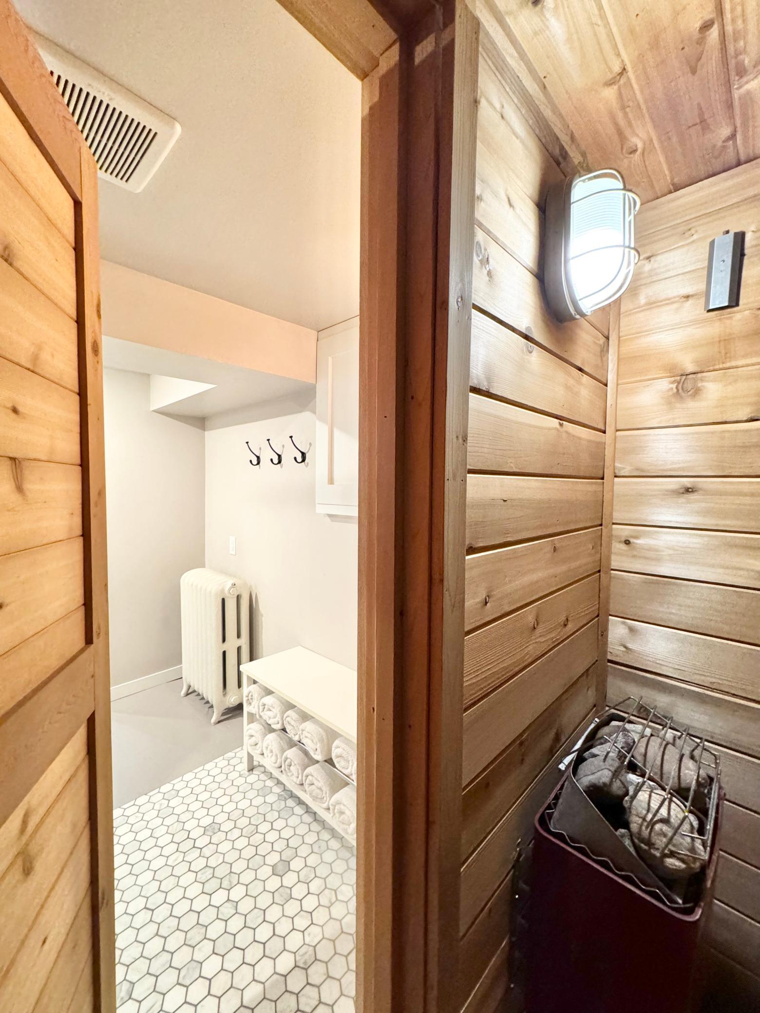 View from inside the sauna.