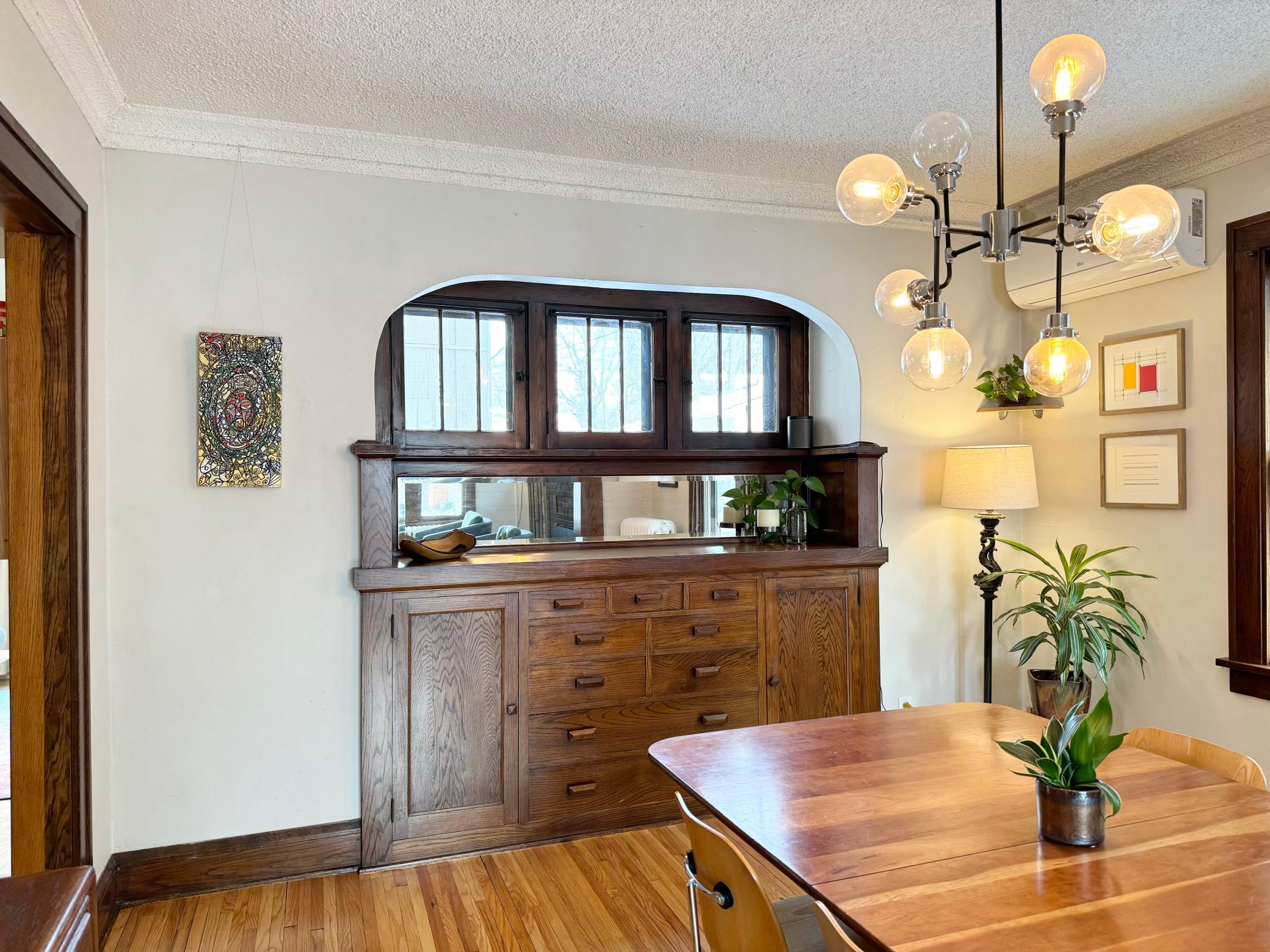 Gorgeous built-in buffet in dining room.
