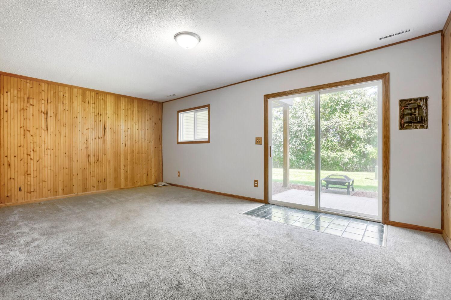 Basement Family room with walkout to patio