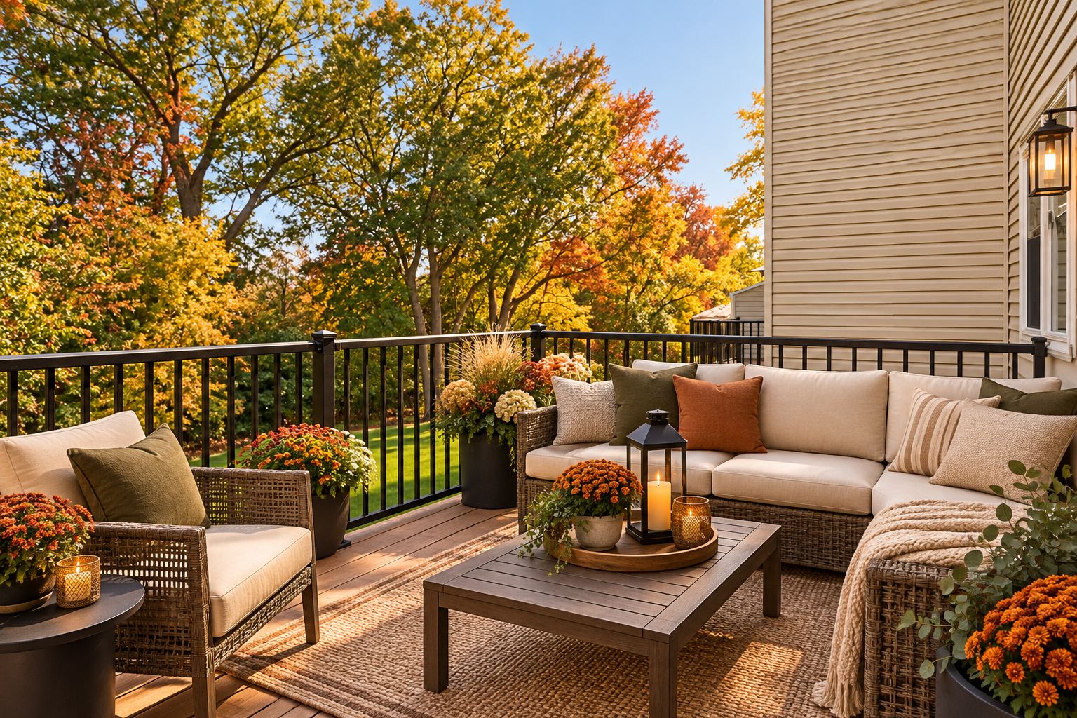 Virtually Staged Deck off Living Room