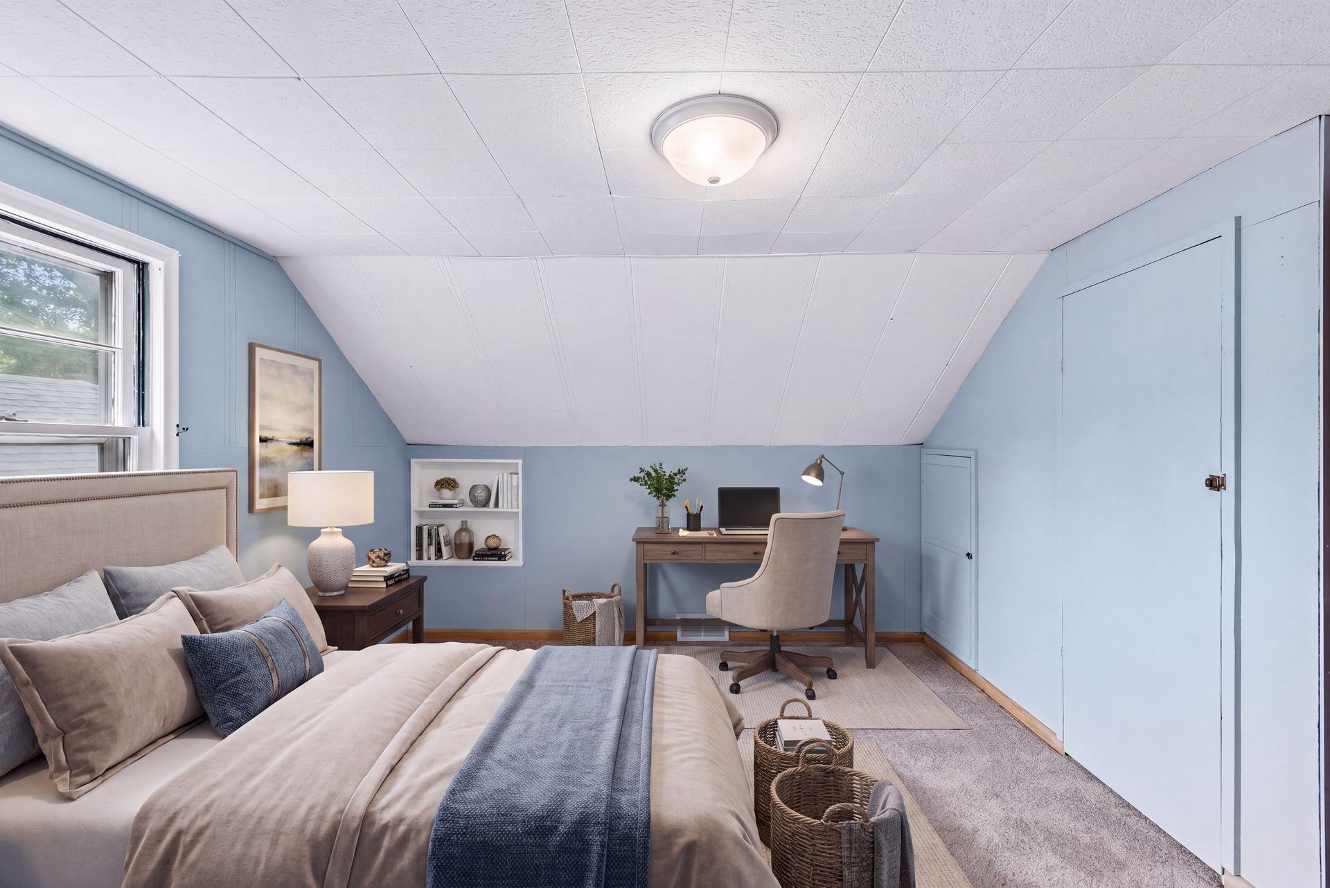 Upper level bedroom with new carpet