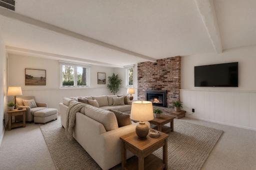 Amusement room/family room lower level virtually staged