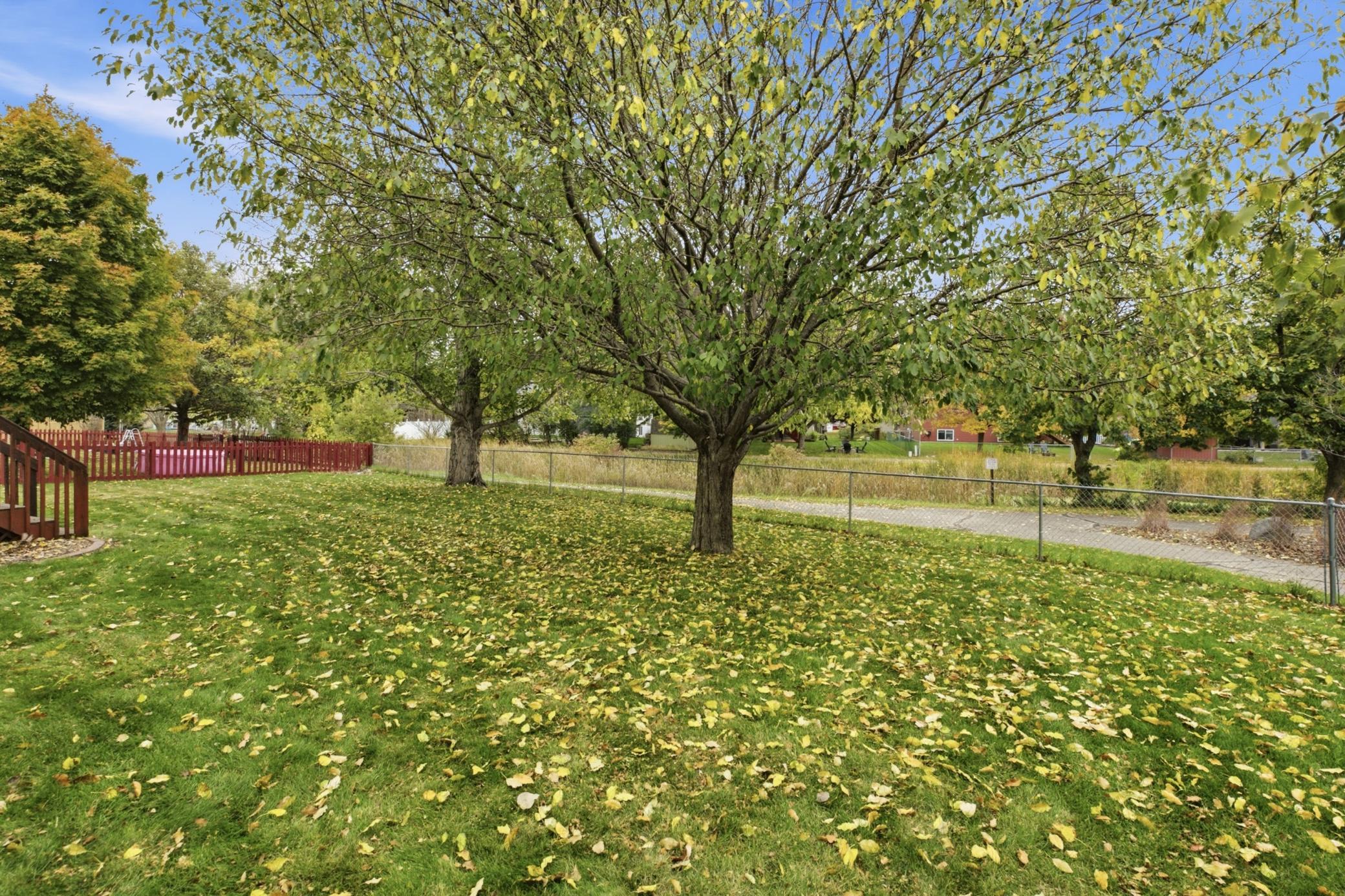 The in-ground sprinkler system helps maintain a lush yard all summer long.