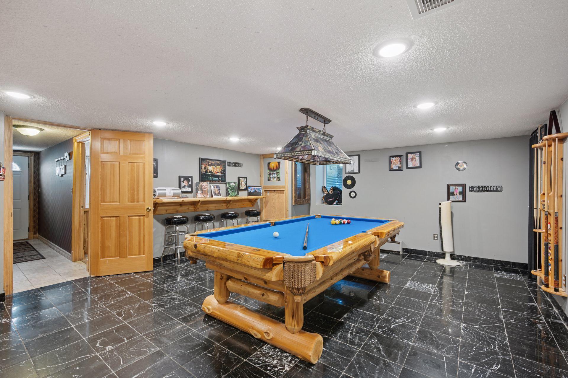 The Entertainment Room is full of Fun with Custom Pool Table