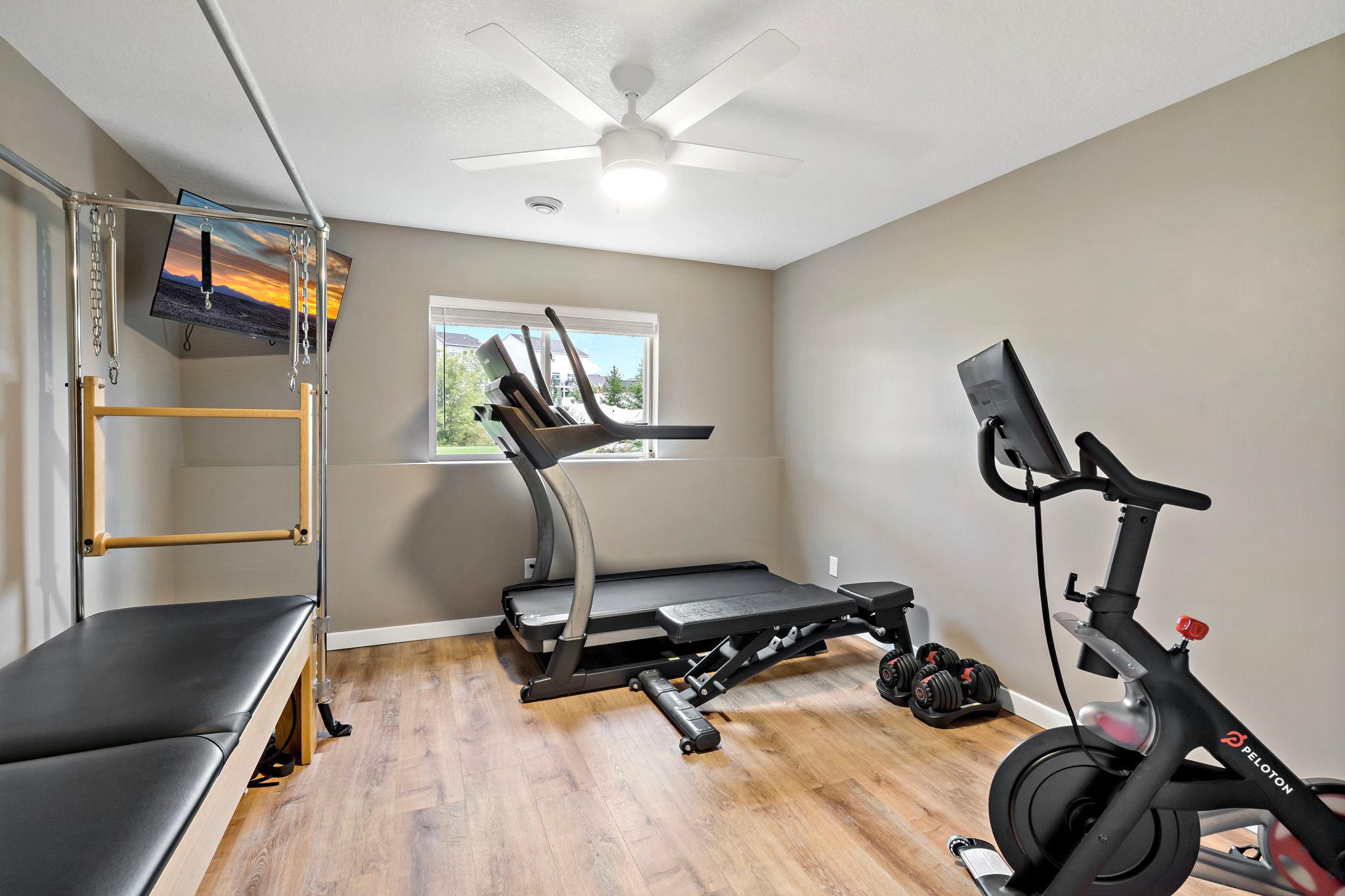 5th bedroom currently used as a workout room.