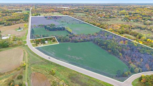 Aerial view outlining the property boundaries, showcasing the impressive size and layout of this expansive parcel