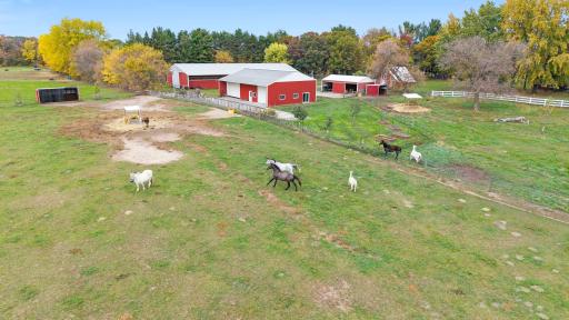 An established equestrian setup with fenced pastures, spacious horse facilities, and room for livestock to roam