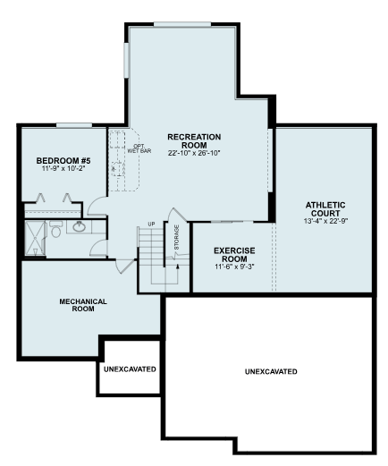 The lower level includes rec room, 5th bedroom, and athletic court with exercise room.