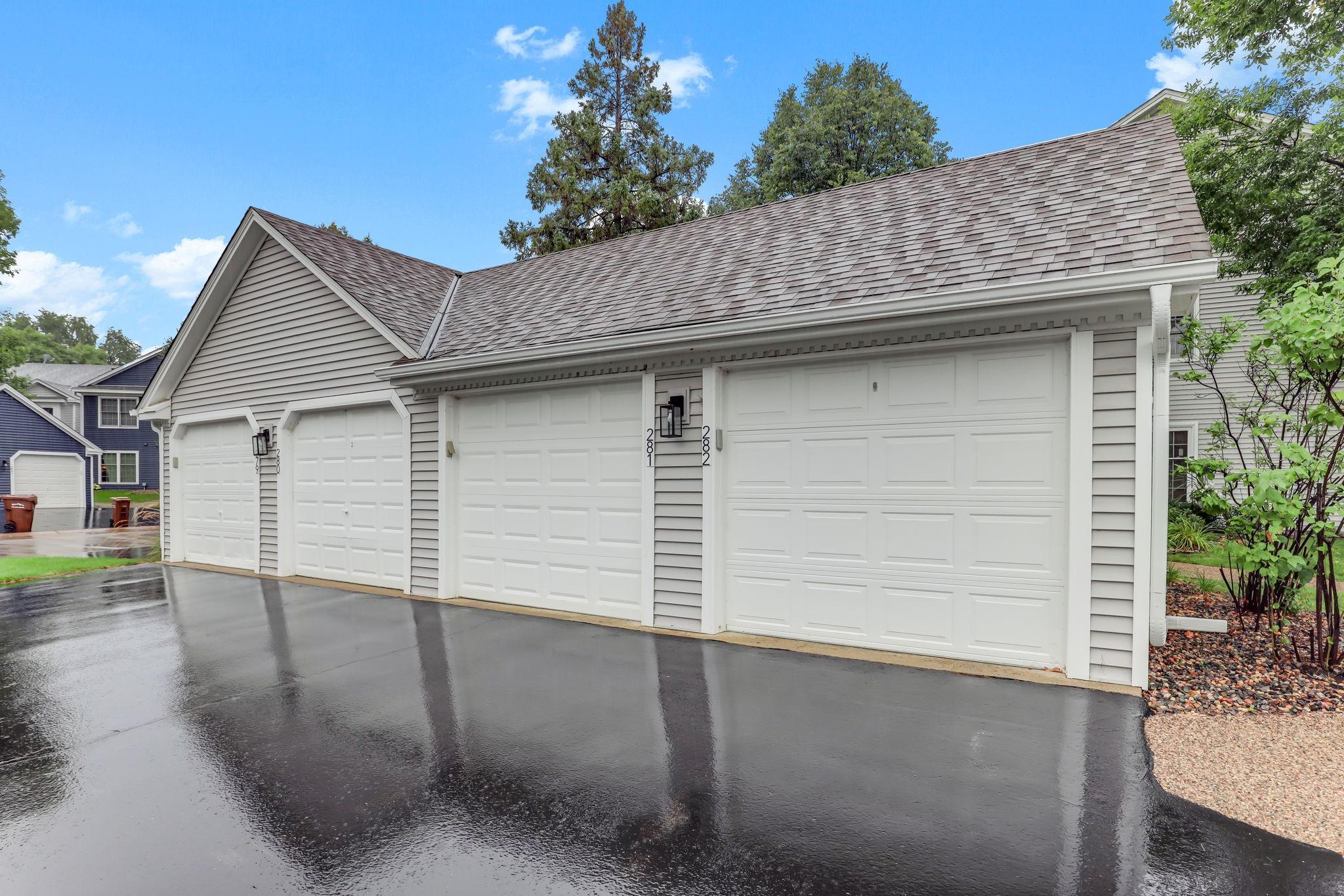 The detached garage provides convenient private parking and additional storage just steps from the home.