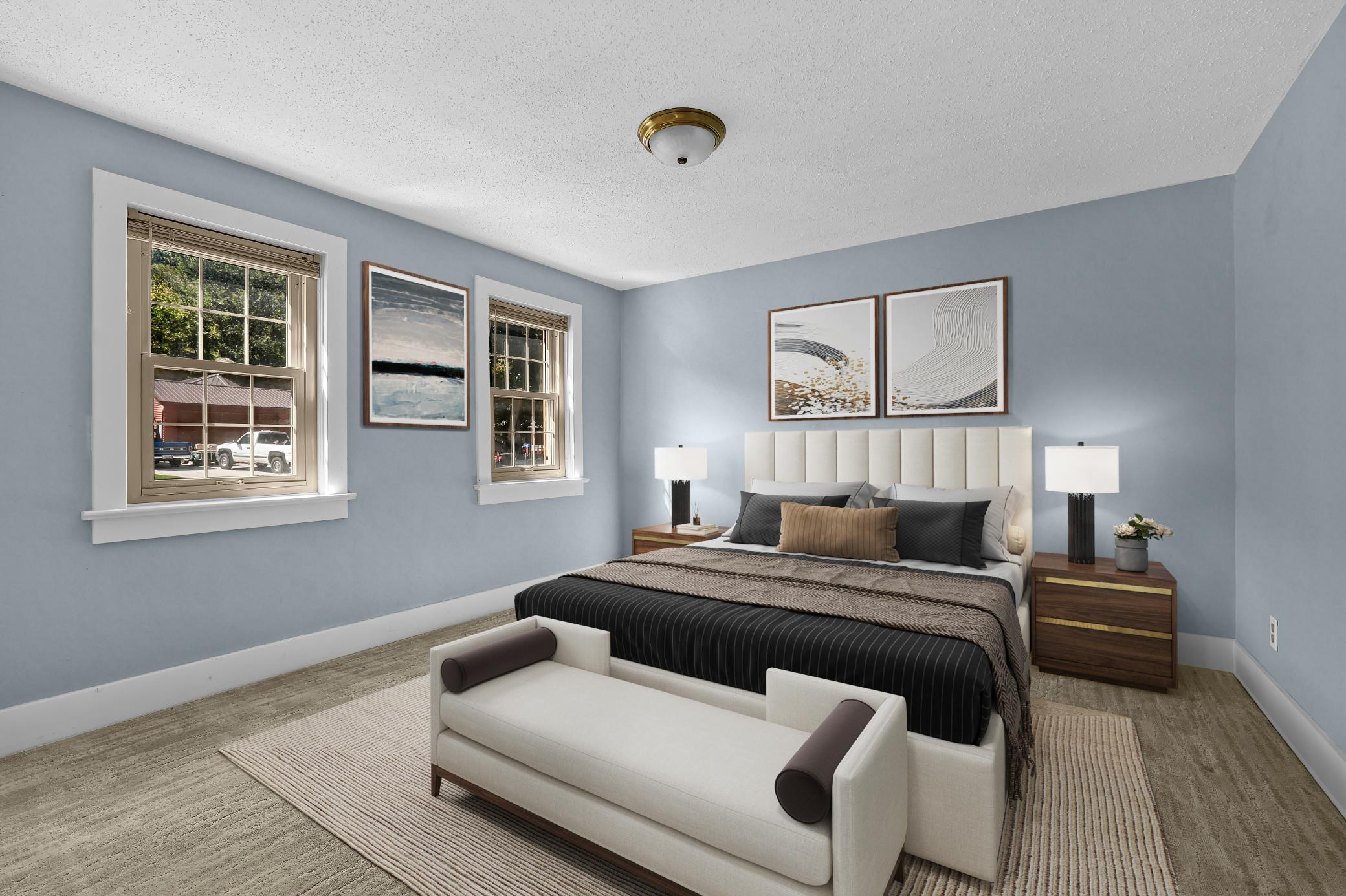 Virtually staged bedroom