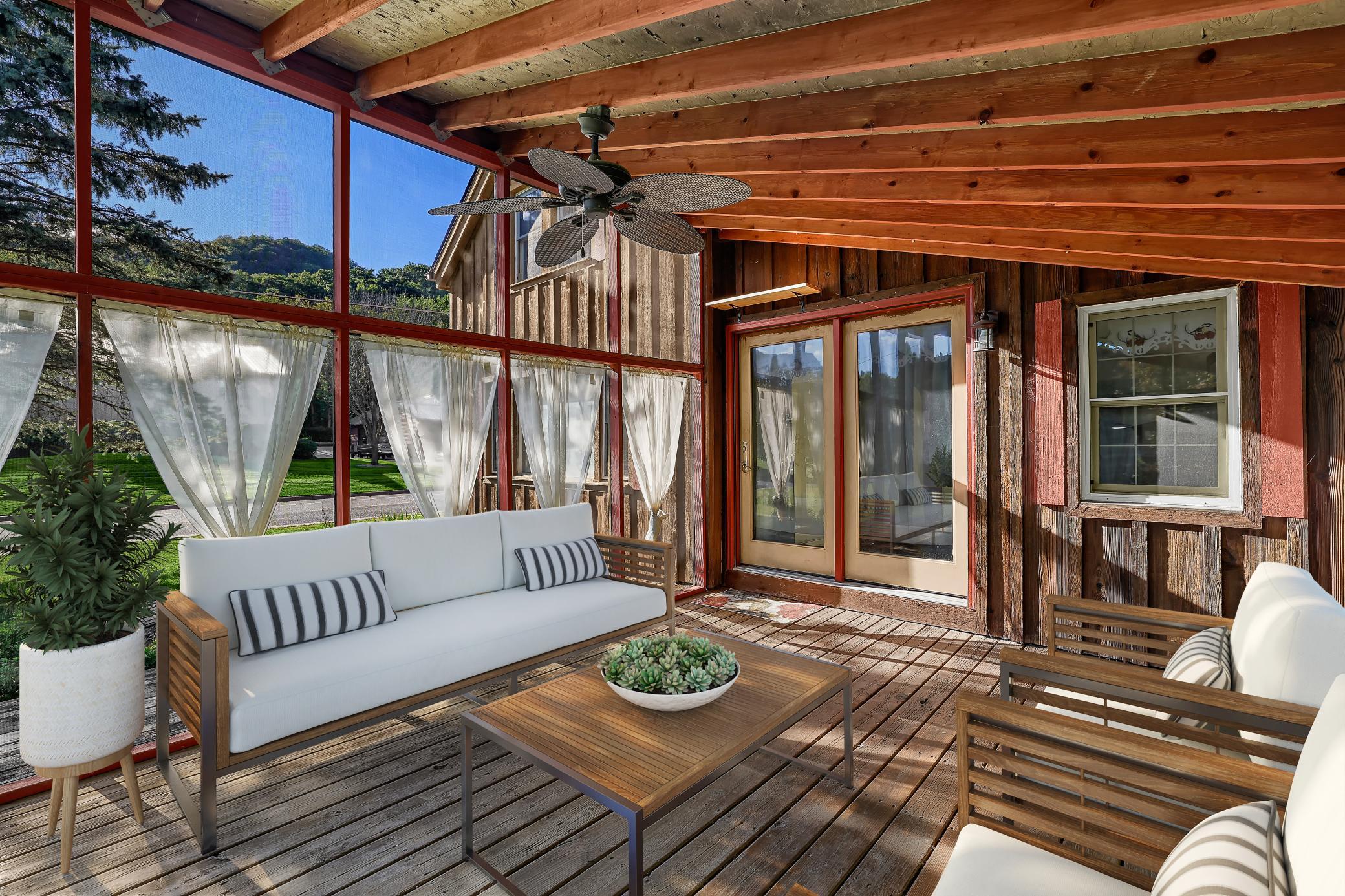 Virually staged screen porch