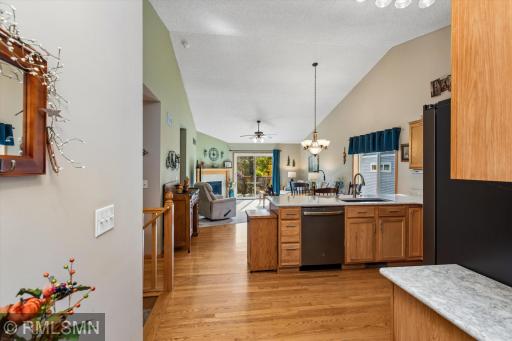 Hardwood flooring in the entryway, kitchen, dining and back entryway