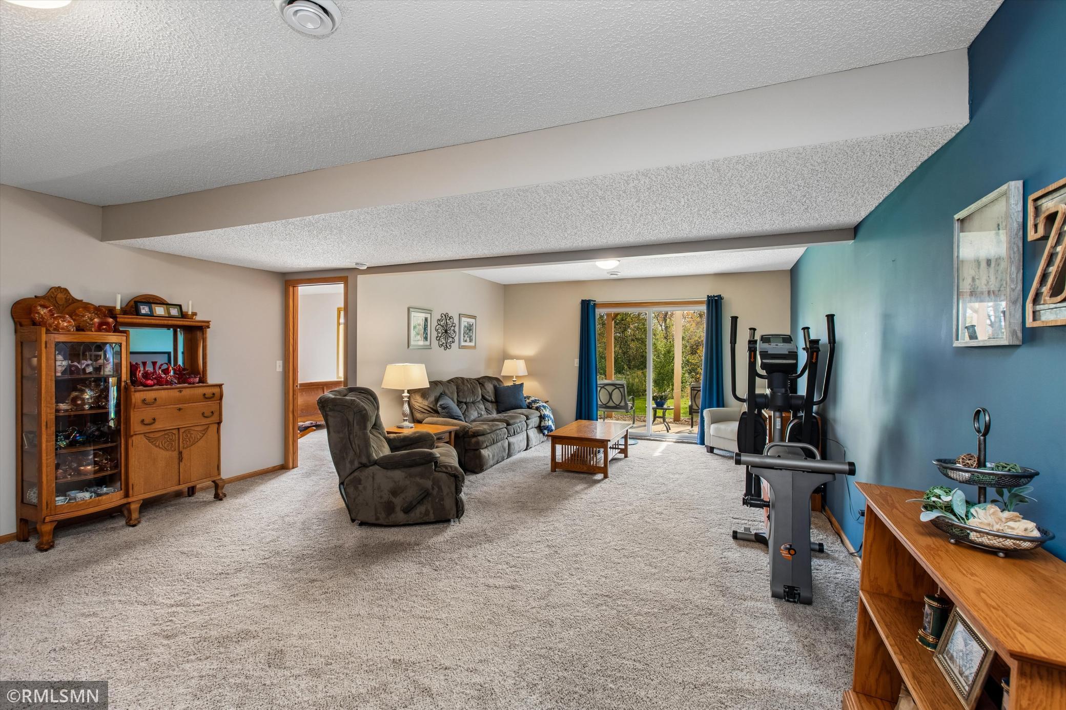 Spacious lower level family room