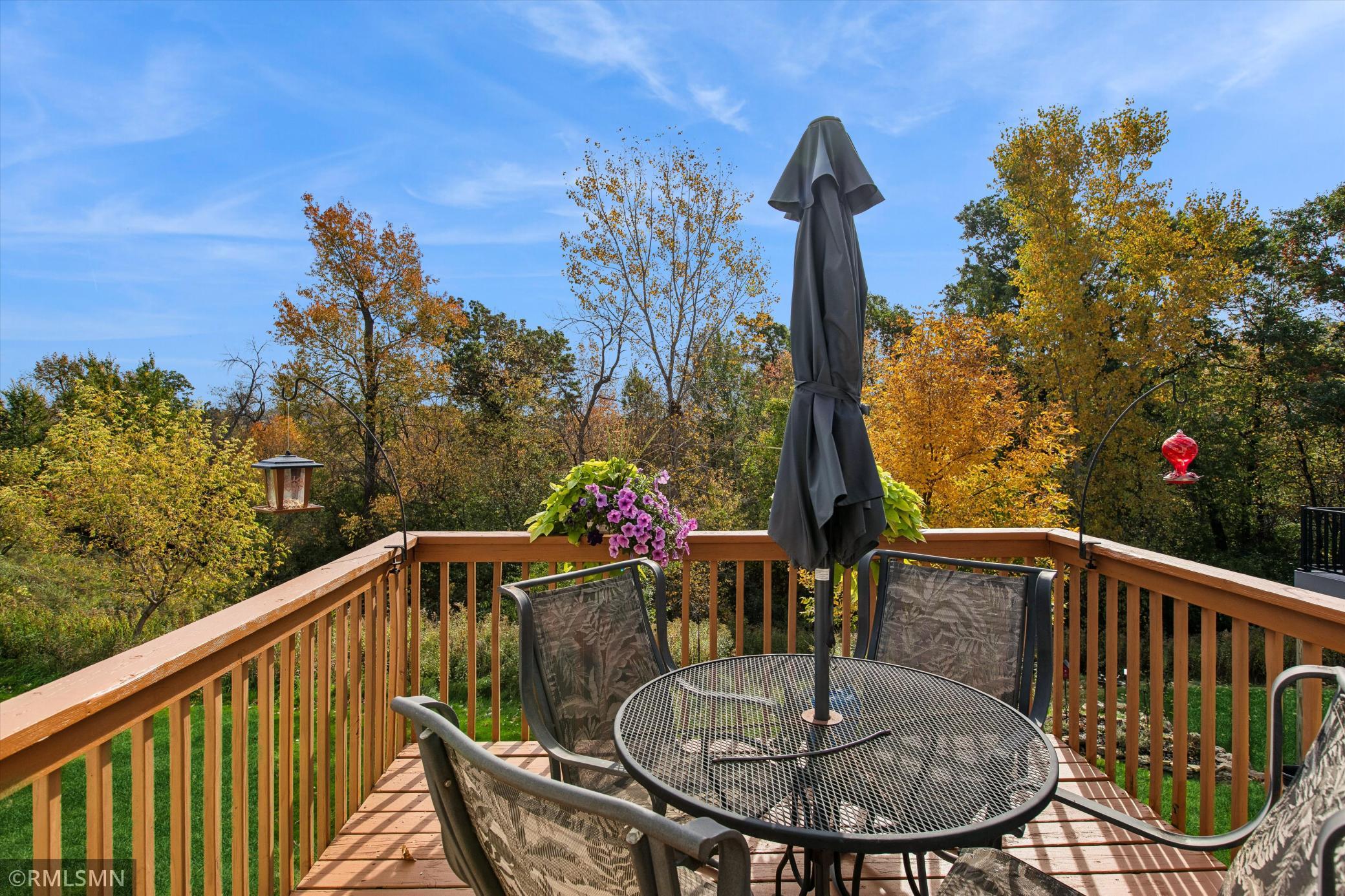 Deck overlooking the back yard