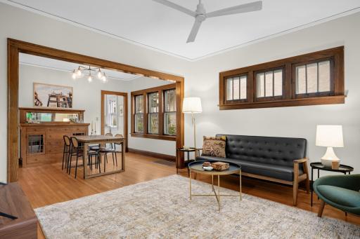 Spacious living and dining rooms with the classic bungalow layout.