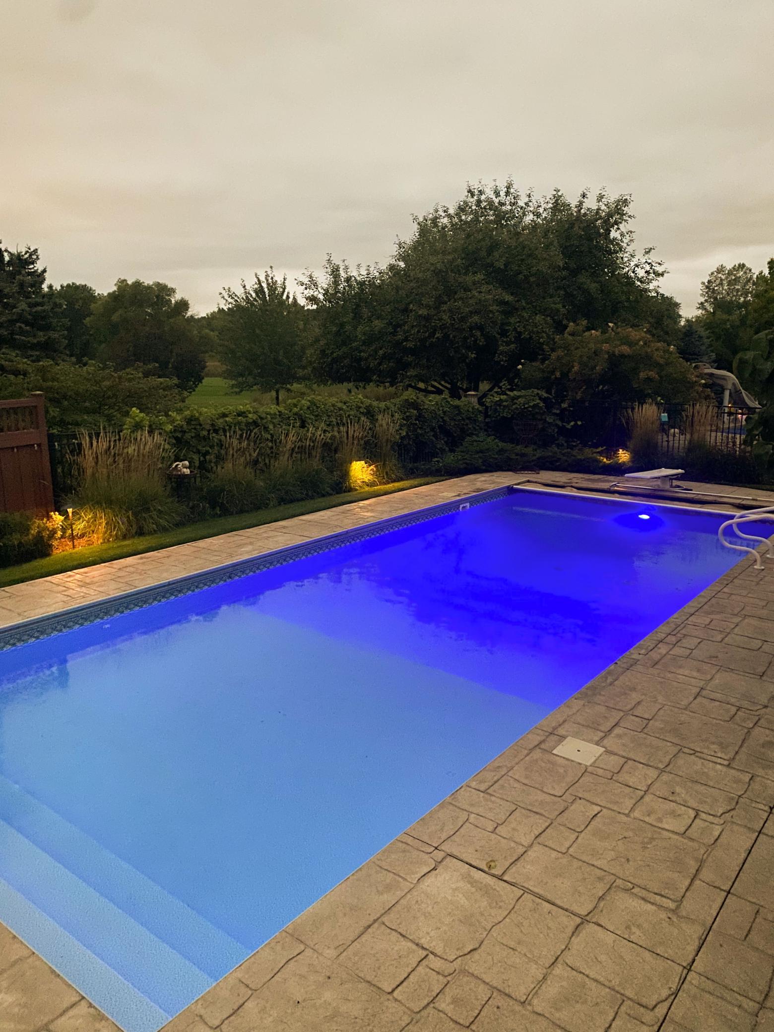 Client provided photo from this past summer - check out the pool lights!