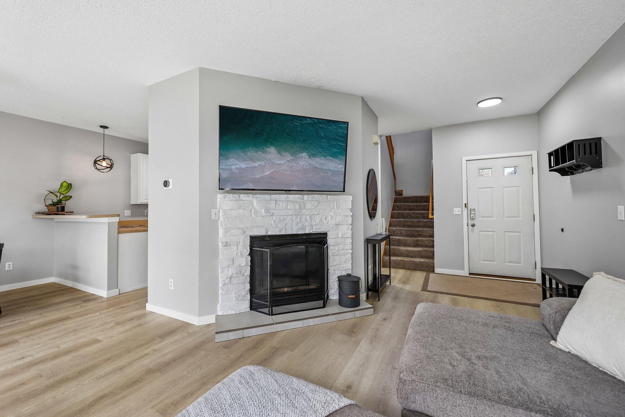 Gas Fireplace and Re-finished Brick Mantle